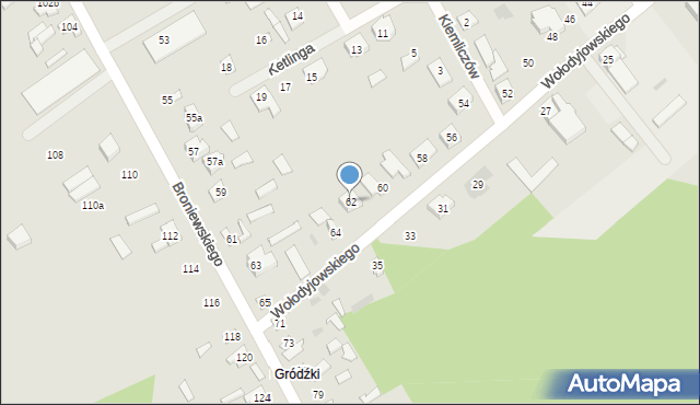 Ostrów Mazowiecka, Wołodyjowskiego Michała, 62, mapa Ostrów Mazowiecka