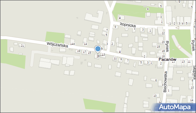 Pacanów, Wójczańska, 16, mapa Pacanów