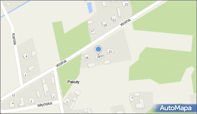 Pakuły, Wolna, 18, mapa Pakuły