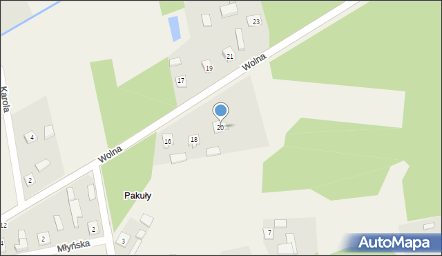 Pakuły, Wolna, 20, mapa Pakuły