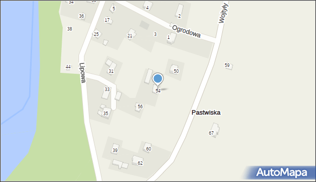 Pastwiska, Wojtyły Karola, kard., 54, mapa Pastwiska