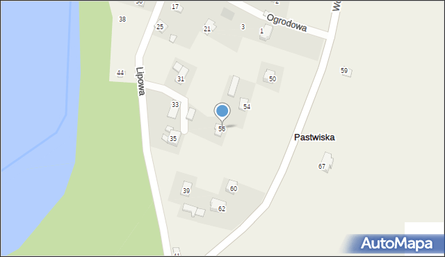 Pastwiska, Wojtyły Karola, kard., 56, mapa Pastwiska