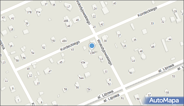 Piaseczno, Wołodyjowskiego Michała, 13A, mapa Piaseczno