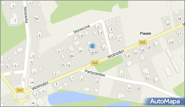 Piasek, Wolności, 12, mapa Piasek