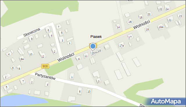 Piasek, Wolności, 13, mapa Piasek