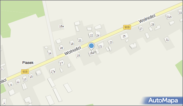 Piasek, Wolności, 19A, mapa Piasek