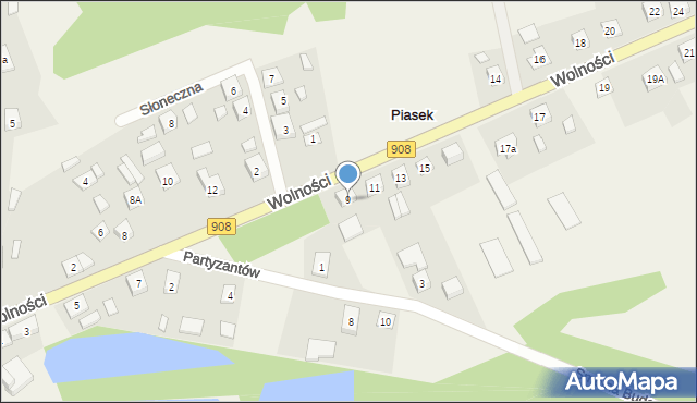 Piasek, Wolności, 9, mapa Piasek