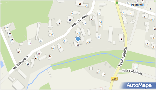 Pilchowo, Wołczkowska, 3b, mapa Pilchowo