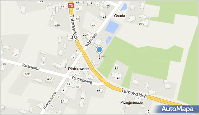 Piotrkowice, Wolności, 1, mapa Piotrkowice