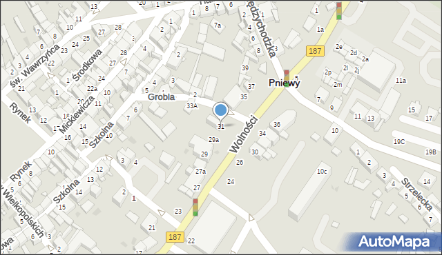 Pniewy, Wolności, 31, mapa Pniewy