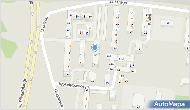 Polkowice, Wołodyjowskiego Michała, 10, mapa Polkowice