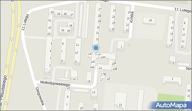 Polkowice, Wołodyjowskiego Michała, 14F, mapa Polkowice