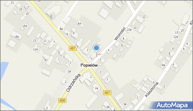 Popielów, Wolności, 1, mapa Popielów