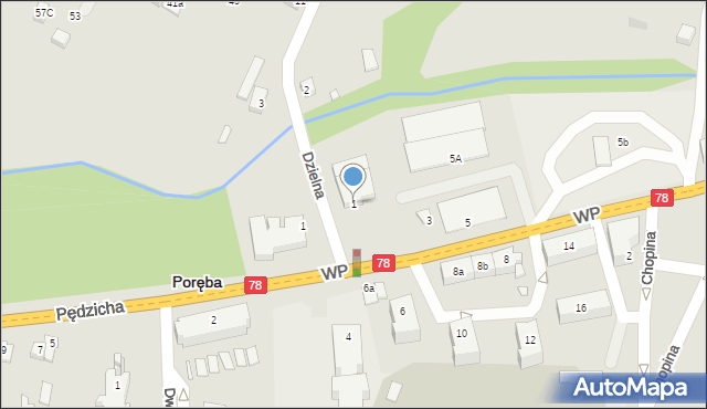 Poręba, Wojska Polskiego, 1, mapa Poręba