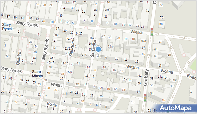 Poznań, Woźna, 7/8, mapa Poznania