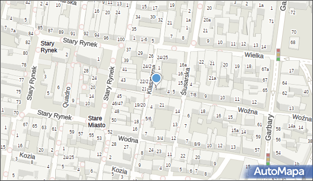 Poznań, Woźna, 1, mapa Poznania