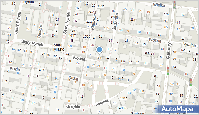 Poznań, Wodna, 3/4, mapa Poznania