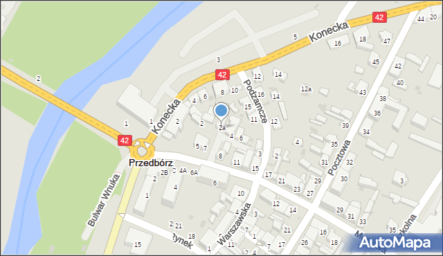 Przedbórz, Wodna, 2a, mapa Przedbórz