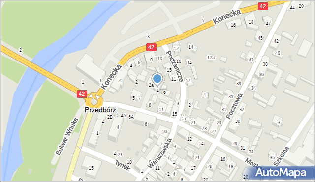 Przedbórz, Wodna, 4, mapa Przedbórz