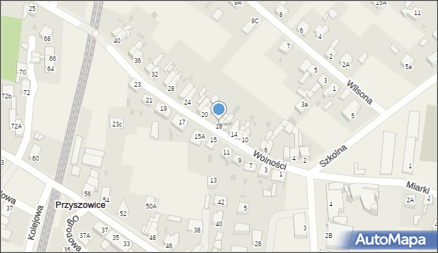 Przyszowice, Wolności, 18, mapa Przyszowice