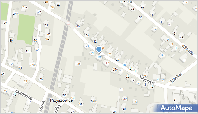 Przyszowice, Wolności, 19, mapa Przyszowice