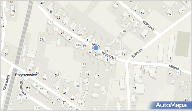 Przyszowice, Wolności, 9, mapa Przyszowice