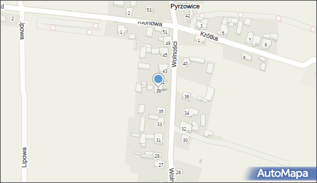 Pyrzowice, Wolności, 39, mapa Pyrzowice