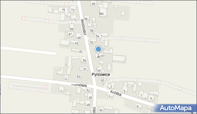 Pyrzowice, Wolności, 46, mapa Pyrzowice