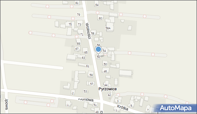 Pyrzowice, Wolności, 52, mapa Pyrzowice