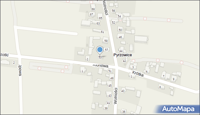 Pyrzowice, Wolności, 53, mapa Pyrzowice