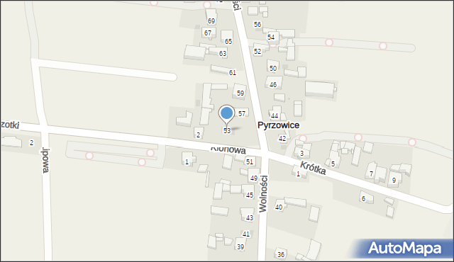 Pyrzowice, Wolności, 53, mapa Pyrzowice