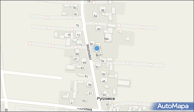 Pyrzowice, Wolności, 56, mapa Pyrzowice