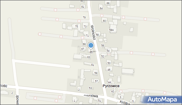 Pyrzowice, Wolności, 65, mapa Pyrzowice