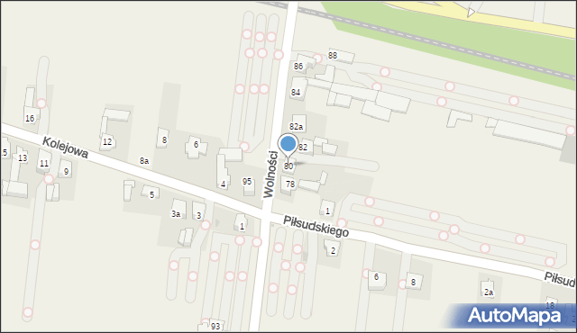 Pyrzowice, Wolności, 80, mapa Pyrzowice