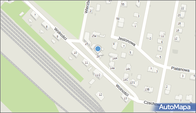 Pyskowice, Wolności, 14, mapa Pyskowice