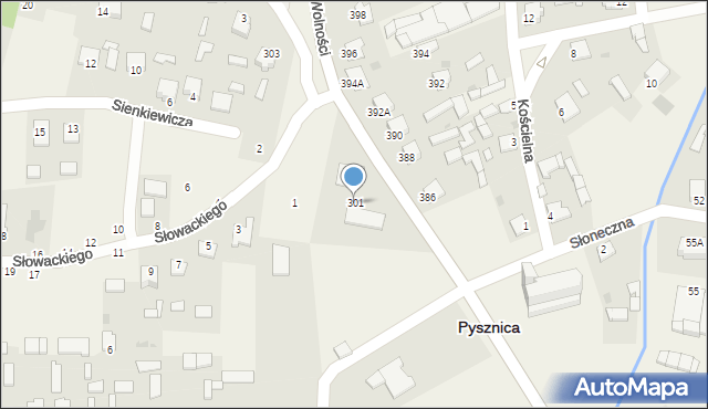 Pysznica, Wolności, 301, mapa Pysznica