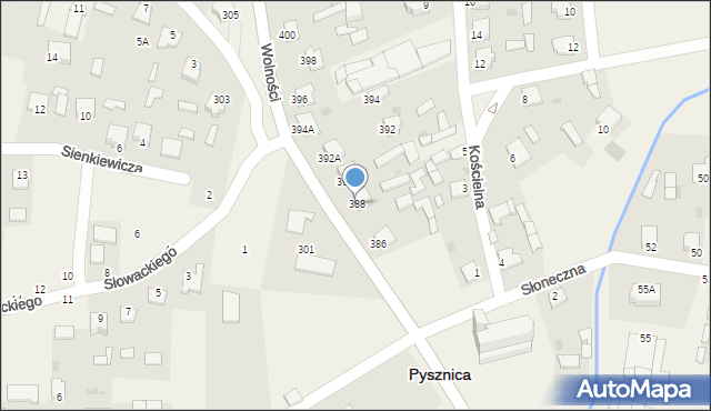 Pysznica, Wolności, 388, mapa Pysznica