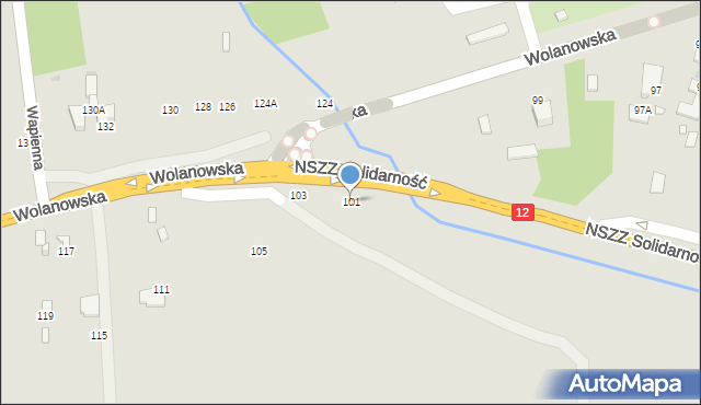 Radom, Wolanowska, 101, mapa Radomia