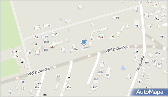 Radom, Wolanowska, 104, mapa Radomia