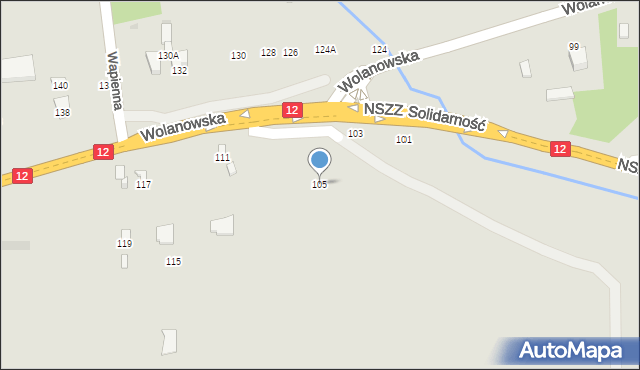 Radom, Wolanowska, 105, mapa Radomia