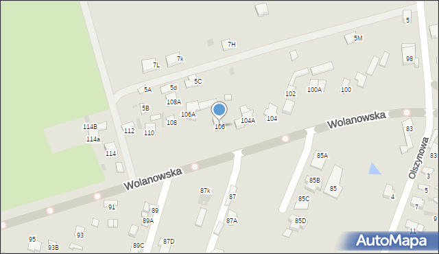 Radom, Wolanowska, 106, mapa Radomia