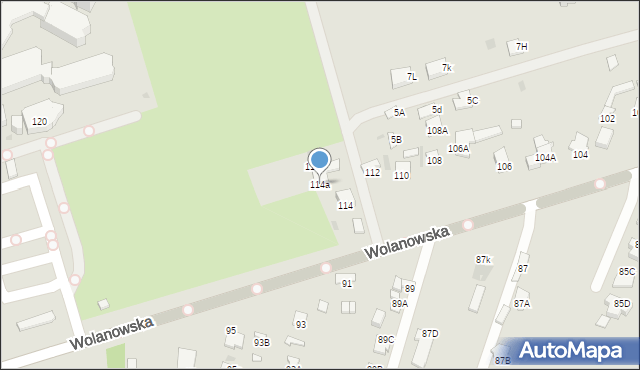 Radom, Wolanowska, 114a, mapa Radomia