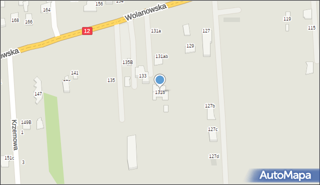 Radom, Wolanowska, 131b, mapa Radomia