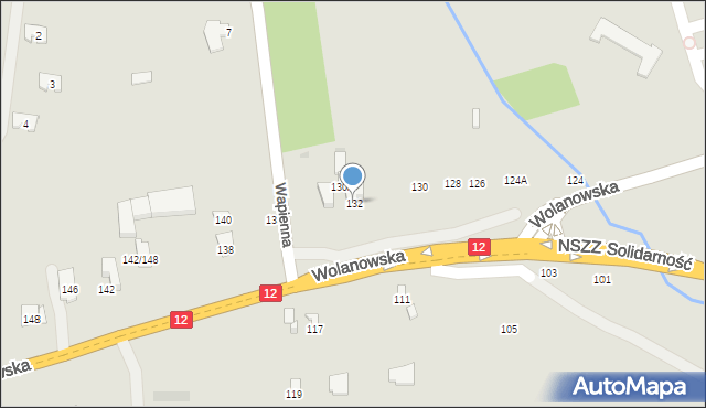 Radom, Wolanowska, 132, mapa Radomia