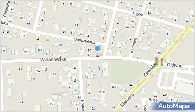 Radom, Wolanowska, 14, mapa Radomia