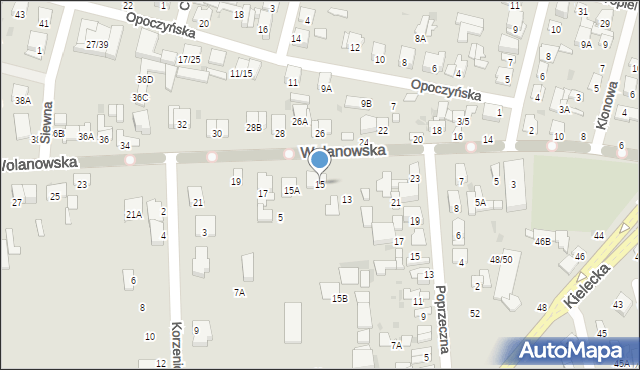 Radom, Wolanowska, 15, mapa Radomia