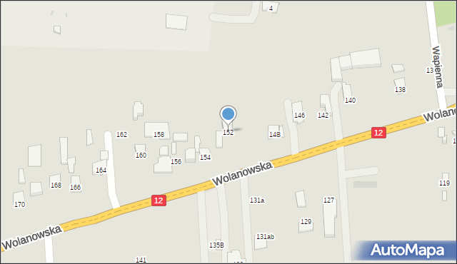 Radom, Wolanowska, 152, mapa Radomia