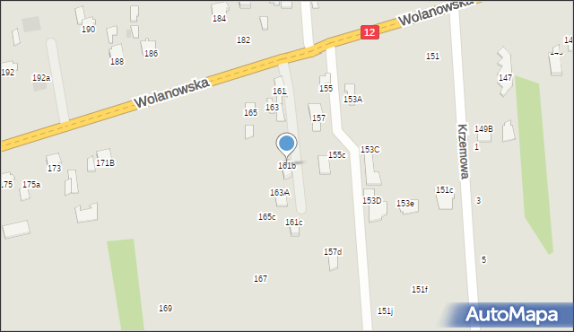 Radom, Wolanowska, 161b, mapa Radomia