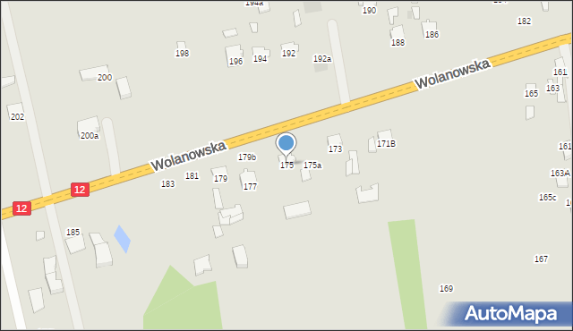 Radom, Wolanowska, 175, mapa Radomia