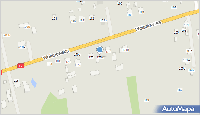 Radom, Wolanowska, 175a, mapa Radomia